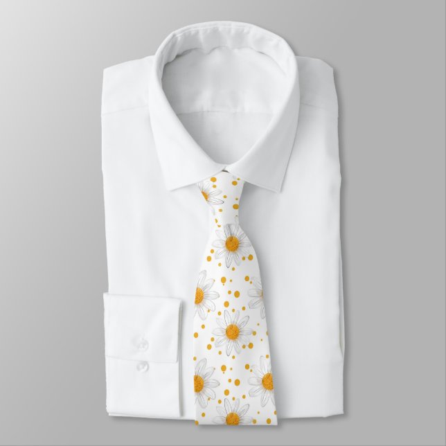 Elegantes Daisy Muster mit Polka Dots Krawatte (Gebunden)