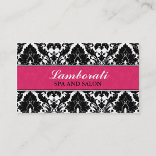 Elegantes Damask Floral Muster Rosa Modernes Stilm Visitenkarte