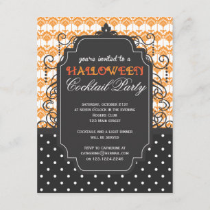 Elegantes Damask Halloween Cocktail Party Einladung