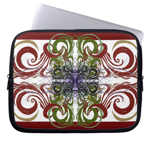 Elegantes Damaskusmuster Laptopschutzhülle (Vorderseite)