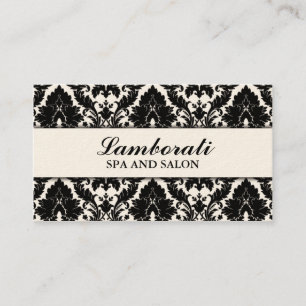 Elegantes Damast-Blumenmuster Creme Modern Stylisc Visitenkarte