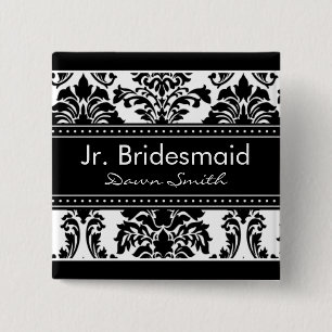 Elegantes Damast-Brautparty - jr.-Brautjungfer Button
