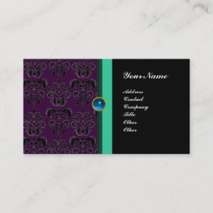 ELEGANTES DAMAST-MONOGRAMM ,schwarzer Saphir Visitenkarte