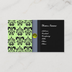 ELEGANTES DAMAST-MONOGRAMM schwarzer Topas gelb Visitenkarte