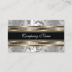 Elegantes Damast Silber Zinn Chrom Metall Schwarz Visitenkarte