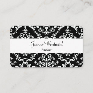 Elegantes Damastmuster-Makler-Thema Visitenkarte