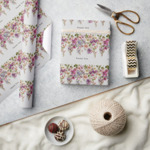 Elegantes "Danke"-Design mit hängenden Blumen Geschenkpapier