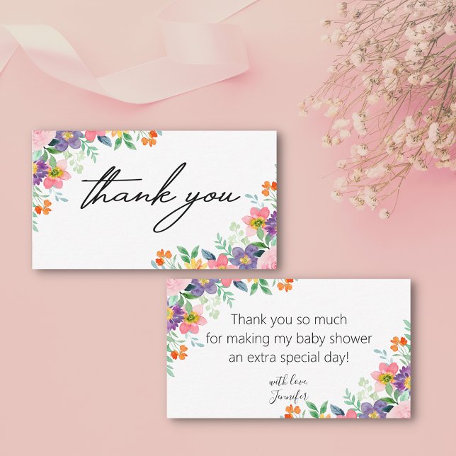 Elegantes Dankeschön an Babydusche stilvoll floral Mitteilungskarte (Von Creator hochgeladen)