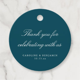 Elegantes Dankeschön für die Hochzeit in Teal-Schr Geschenkanhänger