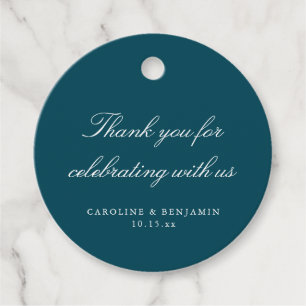 Elegantes Dankeschön für die Hochzeit in Teal-Schr Geschenkanhänger