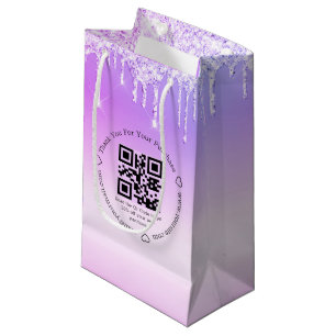 elegantes Dankeschön Geschäft QR-Code pink tropfen Kleine Geschenktüte