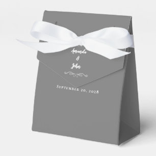 Elegantes Dankeschön Hochzeitspaar Grau Weiß Gast Geschenkschachtel