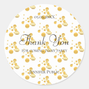 Elegantes Dankeschön-Skript Gold-Konfetti-Vorlage Runder Aufkleber