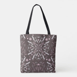 Elegantes Dark Botanical Mandala Muster Tasche