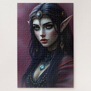 Elegantes Dark Elf Portrait - Mystische Fantasie A
