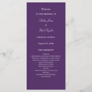 Elegantes Dark Lila Wedding Program