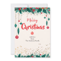 Élégantes décorations de Noël Carte de famille