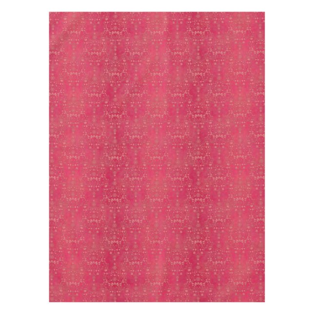 Elegantes Deep Pink Damask Muster Tischdecke (Vorderseite)