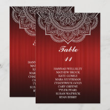 Elegantes Deep Red Paisley Wedding Seating Chart