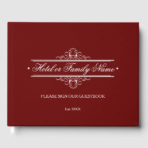 Elegantes Deep Red Personalisiert Hotel oder Famil Gästebuch