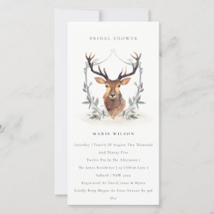 Elegantes Deer Floral Wappen Brautparty Einladung