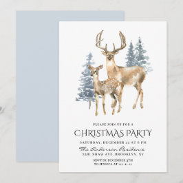 Elegantes Deer Pine Tree Weihnachts-Party Einladung