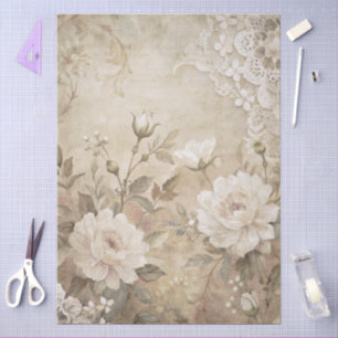 Elegantes Dekor mit weißer Blüte Seidenpapier