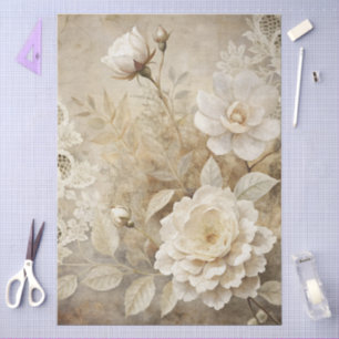 Elegantes Dekor mit weißer Blüte Seidenpapier