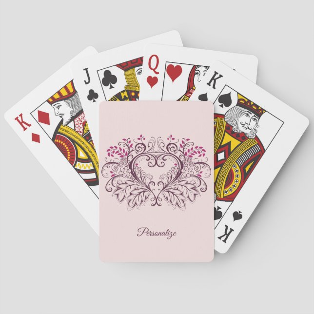 Elegantes dekoratives Herzdesign Personalisiert Spielkarten (Rückseite)