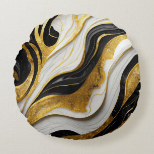 Elegantes dekoratives Schwarzes Gold-Pillow Rundes Kissen