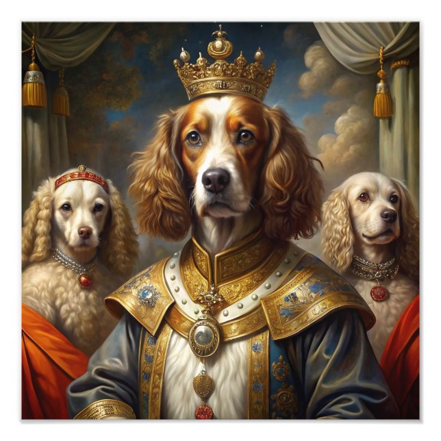 Elegantes DekorKönigliche Hunde mit Ölgemälde Fotodruck (Vorne)