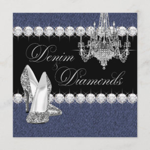 Elegantes Denim- und Diamonds-Party Einladung
