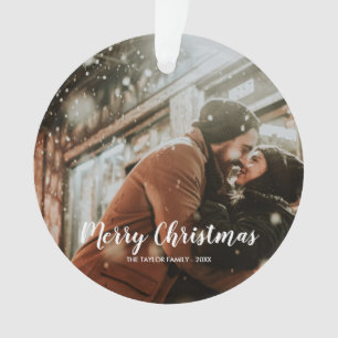 Elegantes des frohe Weihnacht-Text-  Foto Ornament