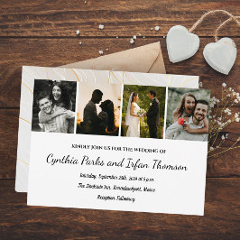 Elegantes Design 4 Fotos für Paare Hochzeit Einladung