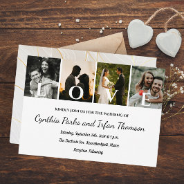 Elegantes Design 4 Fotos für Paare Hochzeit Einladung