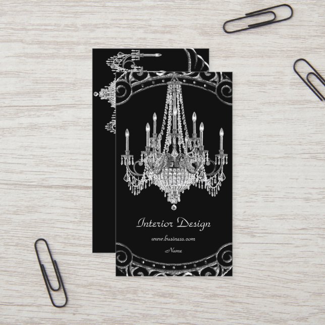 Elegantes Design aus Silver Black Chandelier Visitenkarte (Vorderseite/Rückseite Beispiel)