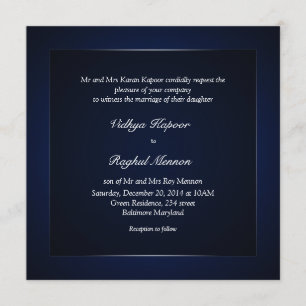 Elegantes Design Blaue Hochzeit Einladung