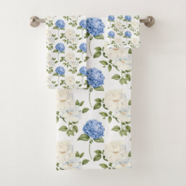 Elegantes Design der Blue Hydragea-Blume Badhandtuch Set