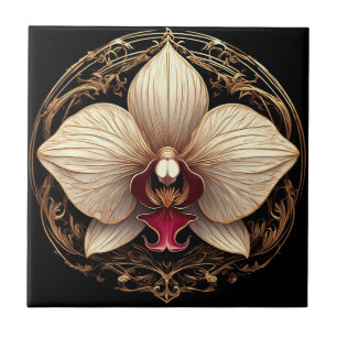 Elegantes Design der goldenen Orchidee Fliese