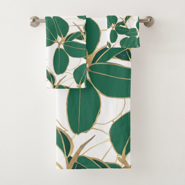 Elegantes Design der grünen Pflanze Badhandtuch Set (Insitu)