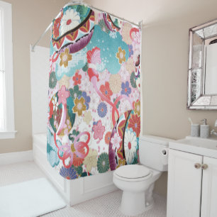 Elegantes Design der japanischen Blumendusche Duschvorhang