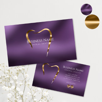 Elegantes Design der Lila Gold Dentist Business Ca Visitenkarte