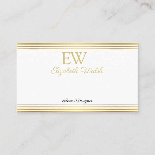 Elegantes Design der Minimalistischen Gold Lines C Visitenkarte (Vorderseite)