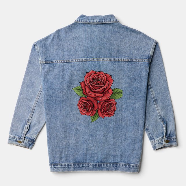 Elegantes Design der Rose Jeansjacke (Rückseite)