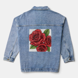 Elegantes Design der Rose Jeansjacke
