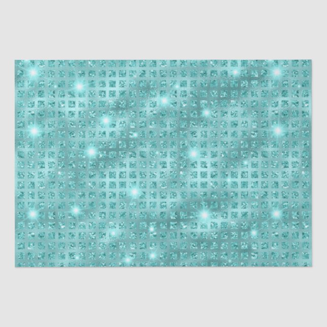 Elegantes Design des Blue Mosaic Metallic Glitzer Seidenpapier (Vorderseite)
