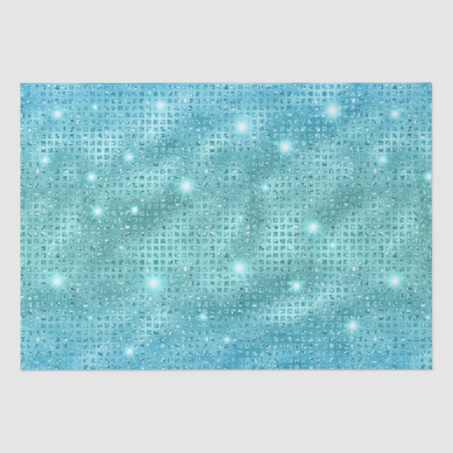 Elegantes Design des Blue Mosaic Metallic Glitzer Seidenpapier (Vorderseite)
