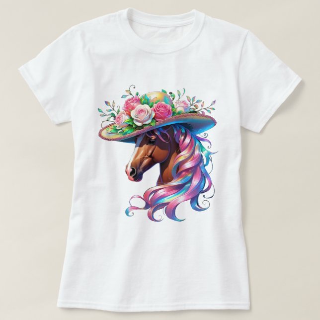 Elegantes Design eines Blumenhutts - Derby Day 202 T-Shirt (Design vorne)