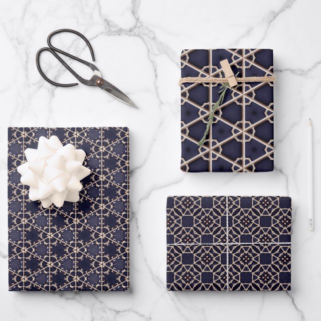 Elegantes Design für die Marine und Gold in der Na Geschenkpapier Set (Vorderseite)
