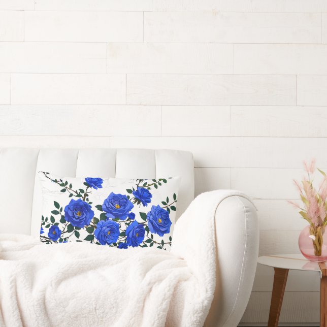 Elegantes Design für eine blaue Rose Lendenkissen (Liege)